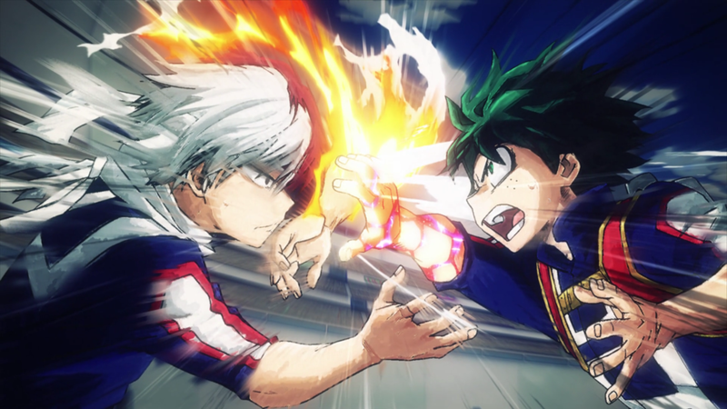 todoroki and deku fighting eachother
